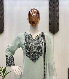 pastel blue embroidered straight kurta