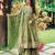 Olive green silk anarkali suit with sequin borders and matching dupatta