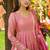 Royal blush pink silk anarkali set with intricate gold zari work