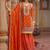 Orange festive kurta and skirt set with dupatta