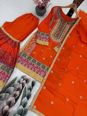 orange festive kurta and skirt set 3