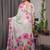 Stylish floral pattern satin georgette saree with blouse piece