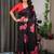 Designer floral satin georgette saree with attached blouse piece