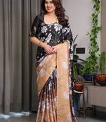 Stylish floral pattern satin georgette saree for women
