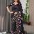 Women's floral designer satin georgette saree with blouse