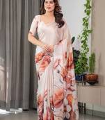 Stylish floral pattern satin georgette saree for women