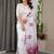 Elegant floral printed satin georgette saree with attached blouse
