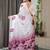 Elegant floral printed satin georgette saree with attached blouse