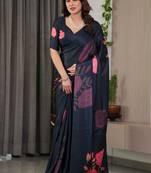 Women's floral designer satin georgette saree with blouse