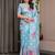 Stylish floral pattern satin georgette saree with blouse piece