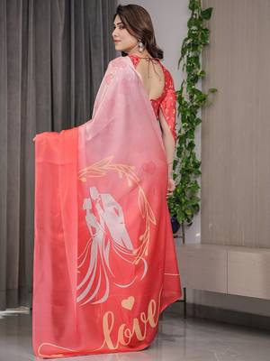 Lightweight satin georgette floral printed saree for women 4