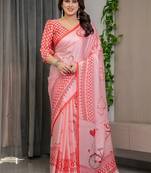 Women's floral designer satin georgette saree with blouse