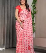 Stylish floral pattern satin georgette saree for women