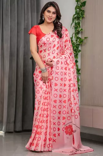 Stylish floral pattern satin georgette saree for women