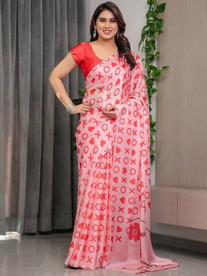 Stylish floral pattern satin georgette saree for women 3