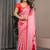 Elegant floral printed satin georgette saree with attached blouse