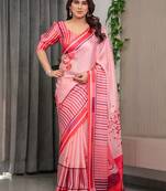 Designer satin georgette floral print saree for women with blouse