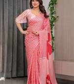 Stylish floral pattern satin georgette saree with blouse piece