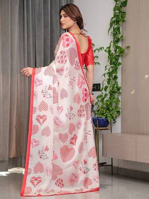 Trendy women's satin georgette printed saree with floral design 4