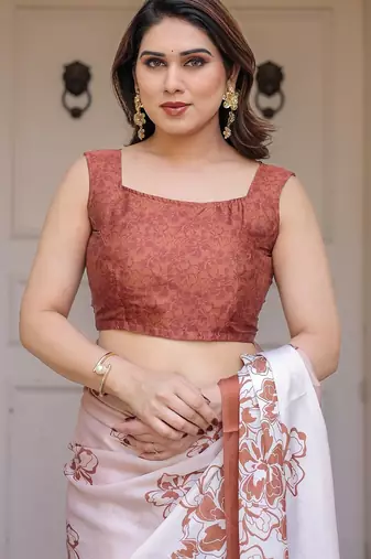 Lightweight satin georgette floral printed saree for women