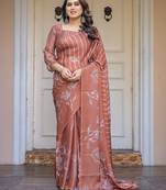 Elegant party wear satin georgette floral printed saree