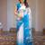 Elegant floral printed satin georgette saree with attached blouse