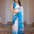 Elegant floral printed satin georgette saree with attached blouse
