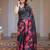 Designer satin georgette floral print saree for women with blouse
