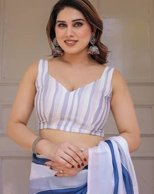 Soft satin georgette floral print saree for festive & party wear 5