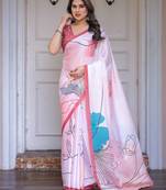 Fashion floral print satin georgette saree for women