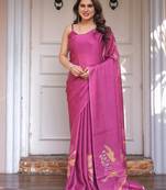 Modern floral satin georgette saree with matching blouse
