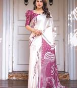 Stylish floral pattern satin georgette saree for women