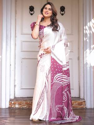 Stylish floral pattern satin georgette saree for women 2