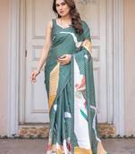 Designer satin georgette floral print saree for women with blouse