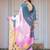 Stylish floral pattern satin georgette saree with blouse piece