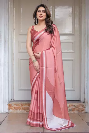 Party wear floral printed satin georgette saree with blouse