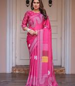 Premium satin georgette printed saree with floral motifs