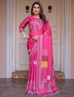 Premium satin georgette printed saree with floral motifs 2