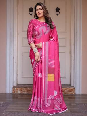 Premium satin georgette printed saree with floral motifs 3