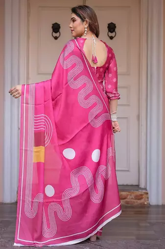 Premium satin georgette printed saree with floral motifs