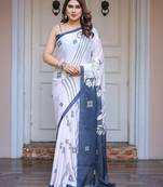 Fashion floral print satin georgette saree for women