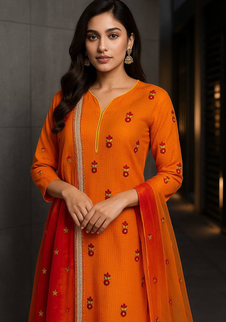 Gota embroidered kurta with dupatta