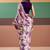 Purple satin silk floral printed saree with stitched blouse