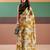Yellow satin silk floral printed saree with stitched blouse
