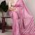 Pink tussar silk printed saree with unstitched blouse