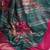 Green tussar silk printed with viscose border saree with unstitched blouse