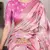 Pink tussar silk printed with viscose border saree with unstitched blouse