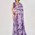 Lavender satin silk elegant printed saree with unstitched blouse