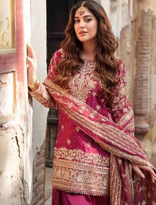 rani pink embroidered suit set 5