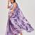 Lavender satin silk elegant printed saree with unstitched blouse